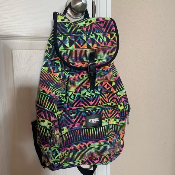 Colorful Victoria’s Secret Drawstring Backpack - Picture 2 of 4